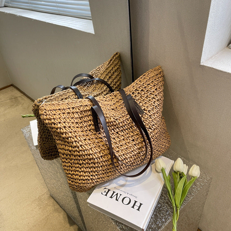 Sac Tote en Paille Tressée - Collection Naturelle