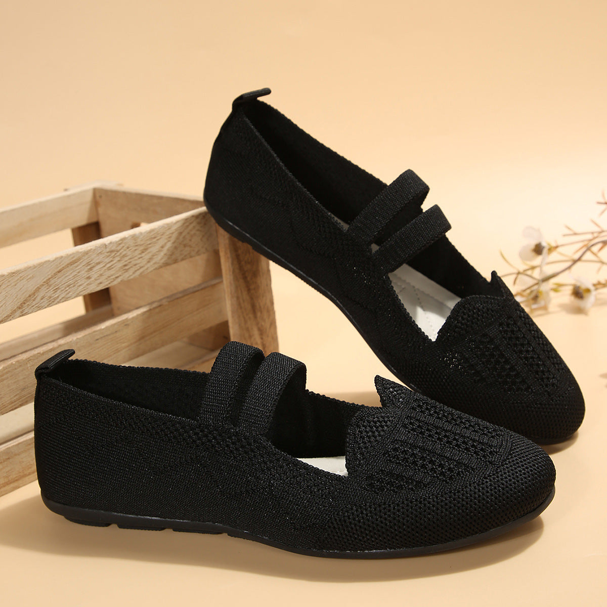 Chaussures Plates Maille Tricot - Slip-On Respirantes Confort
