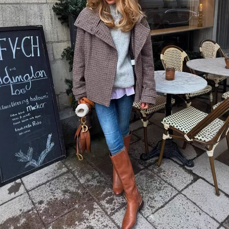 Manteau en laine pour femme, style britannique