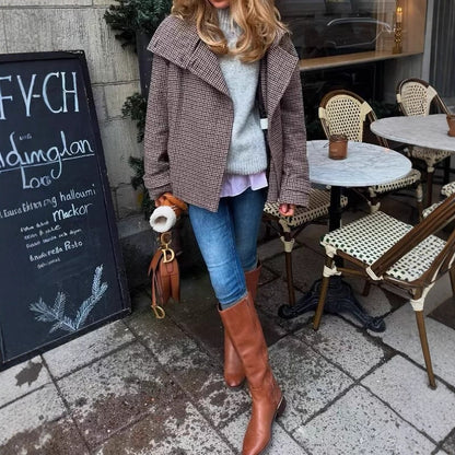 Manteau en laine pour femme, style britannique