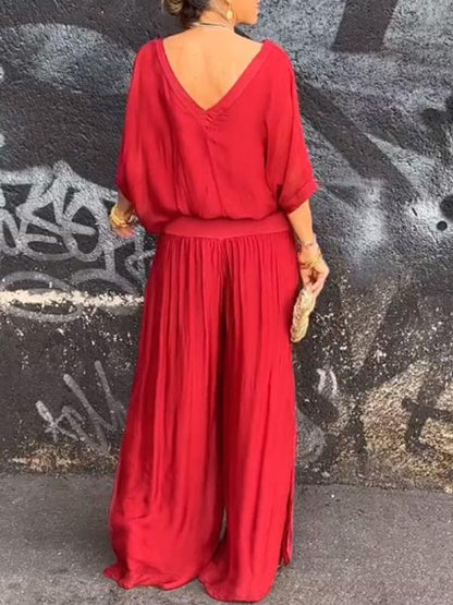 Ensemble Mousseline Bohème Chic - Top & Pantalon Palazzo