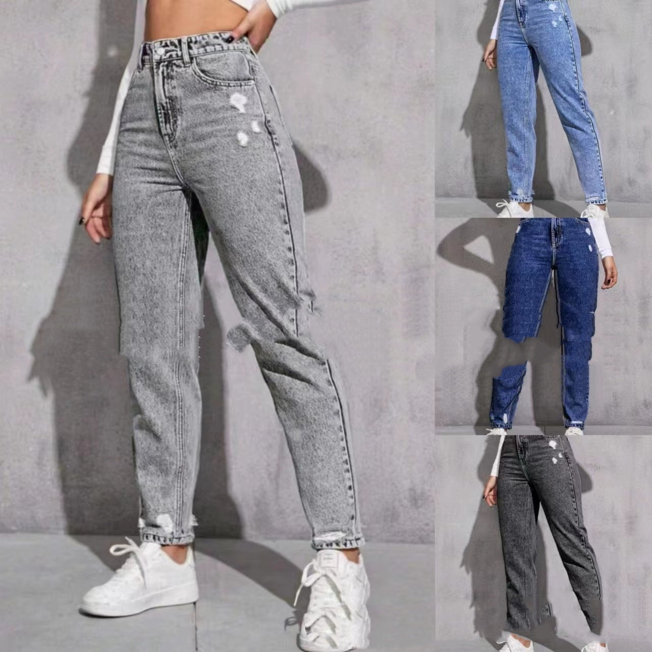 Jean décontracté déchiré pour femme