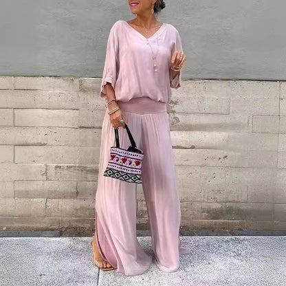 Ensemble Mousseline Bohème Chic - Top & Pantalon Palazzo