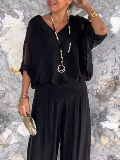 Ensemble Mousseline Bohème Chic - Top & Pantalon Palazzo