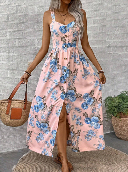Robe fleurie pour femme, vêtements d'extérieur d'été pour femme, robe jupe trapèze