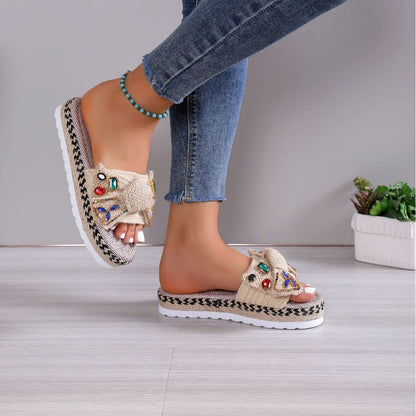 Sandales plateforme femme à nœud - Style bohème chic