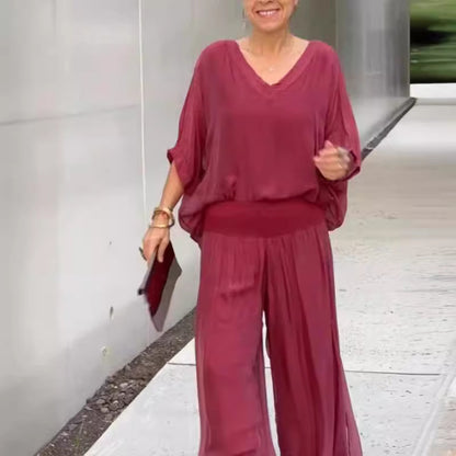Ensemble Mousseline Bohème Chic - Top & Pantalon Palazzo