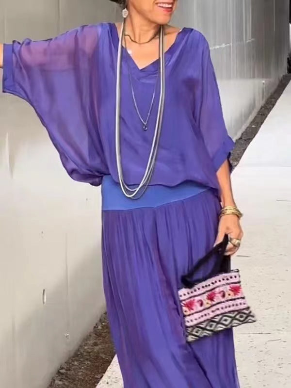 Ensemble Mousseline Bohème Chic - Top & Pantalon Palazzo