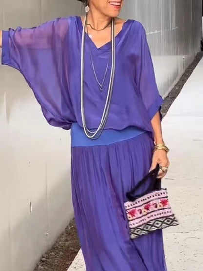 Ensemble Mousseline Bohème Chic - Top & Pantalon Palazzo