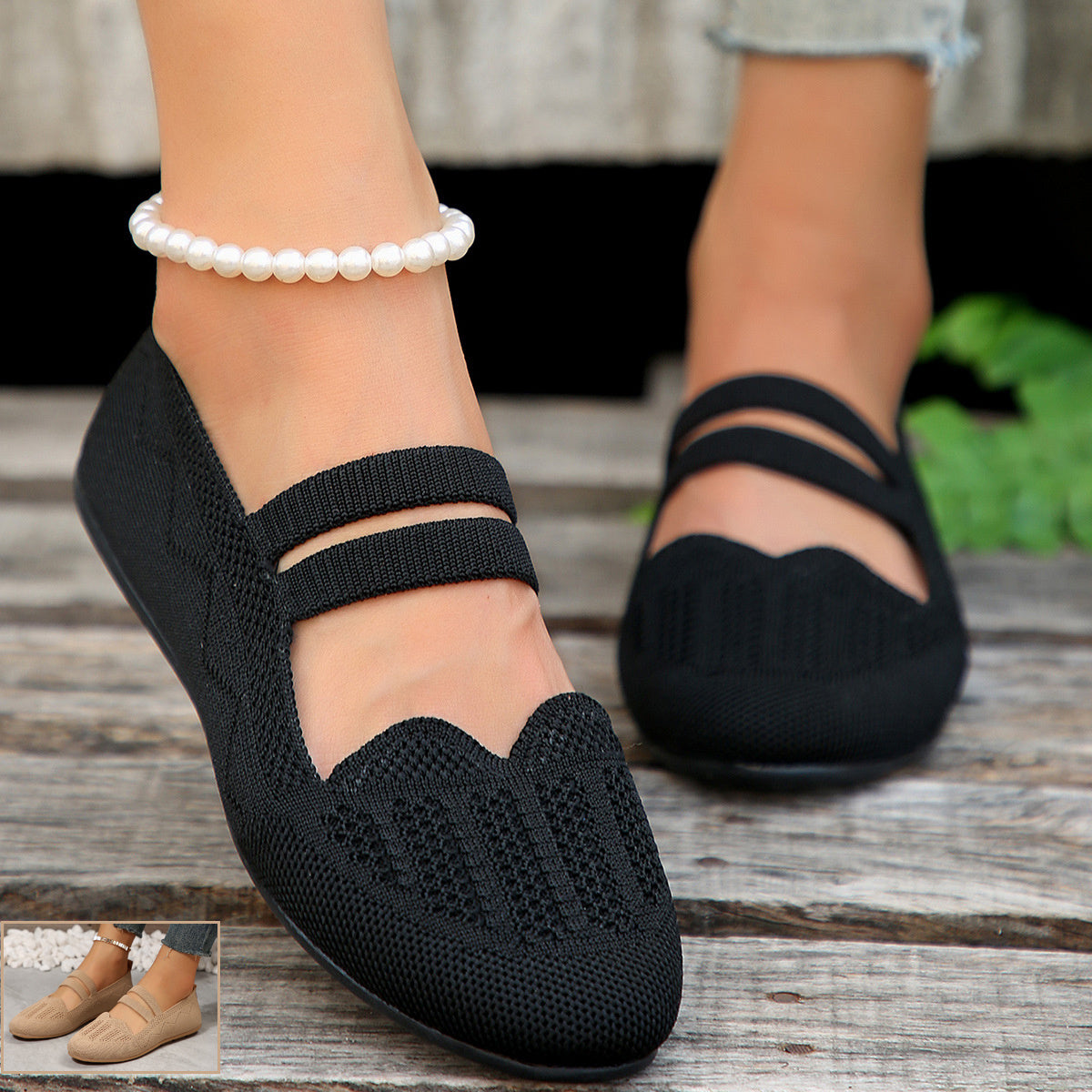 Chaussures Plates Maille Tricot - Slip-On Respirantes Confort