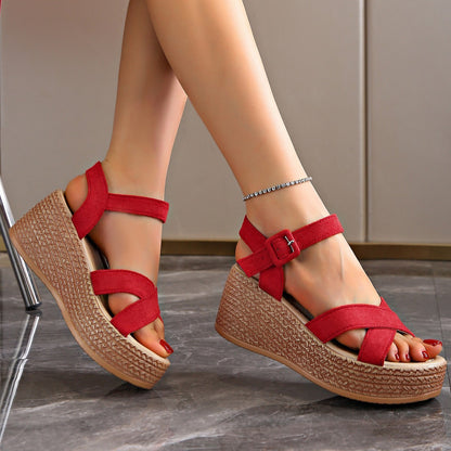 Sandales à plateforme en daim pour femme, été