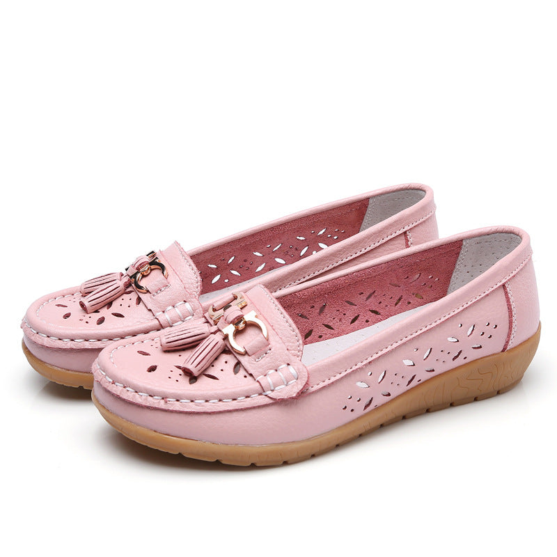 Chaussures Compensées Cuir Ajouré - Semelle Souple Confort