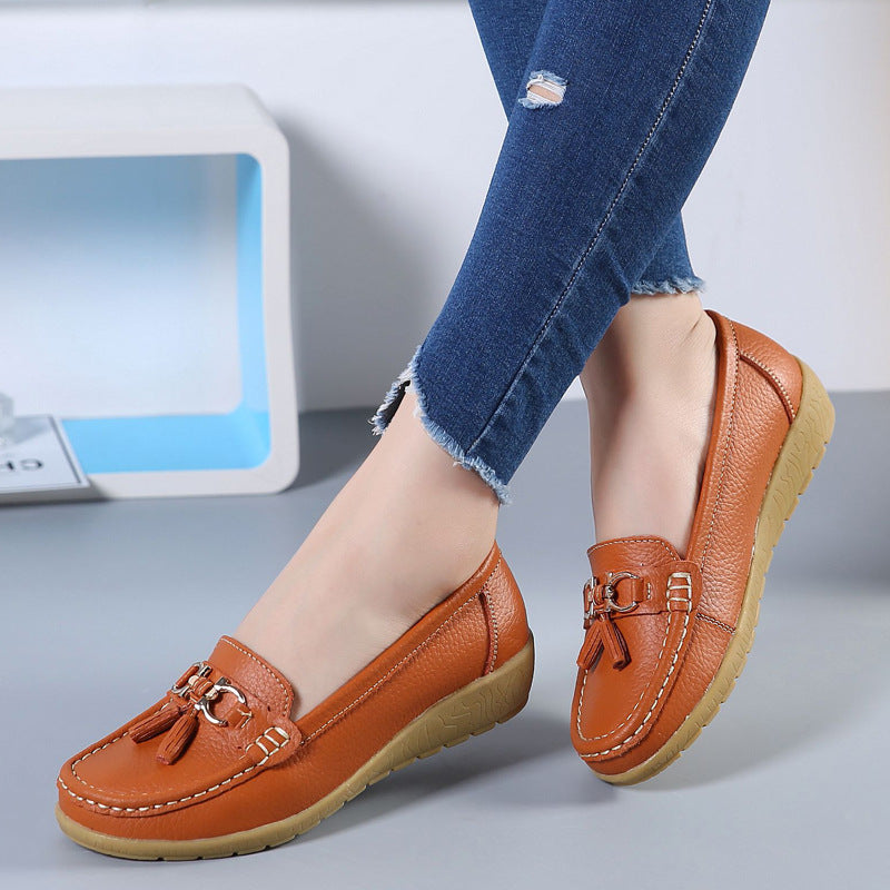 Chaussures Compensées Cuir Ajouré - Semelle Souple Confort