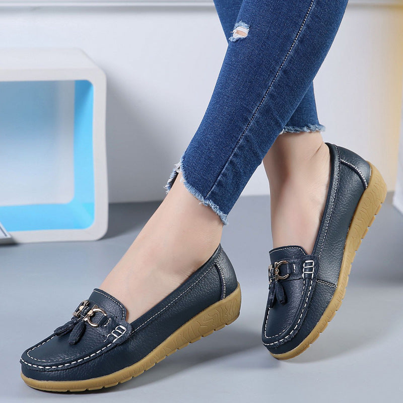 Chaussures Compensées Cuir Ajouré - Semelle Souple Confort