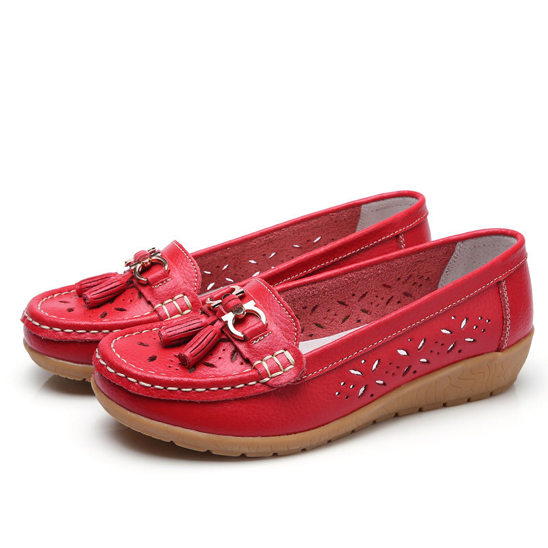 Chaussures Compensées Cuir Ajouré - Semelle Souple Confort