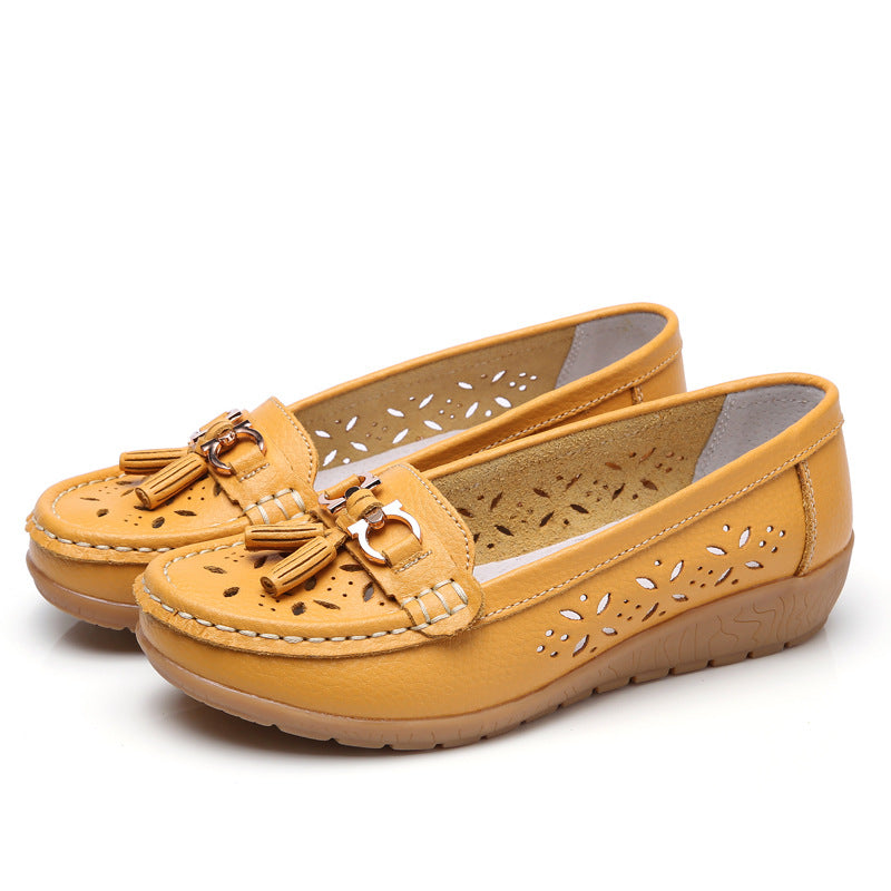 Chaussures Compensées Cuir Ajouré - Semelle Souple Confort