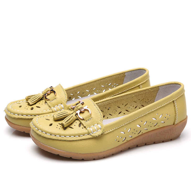 Chaussures Compensées Cuir Ajouré - Semelle Souple Confort