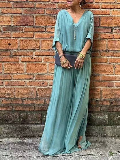 Ensemble Mousseline Bohème Chic - Top & Pantalon Palazzo