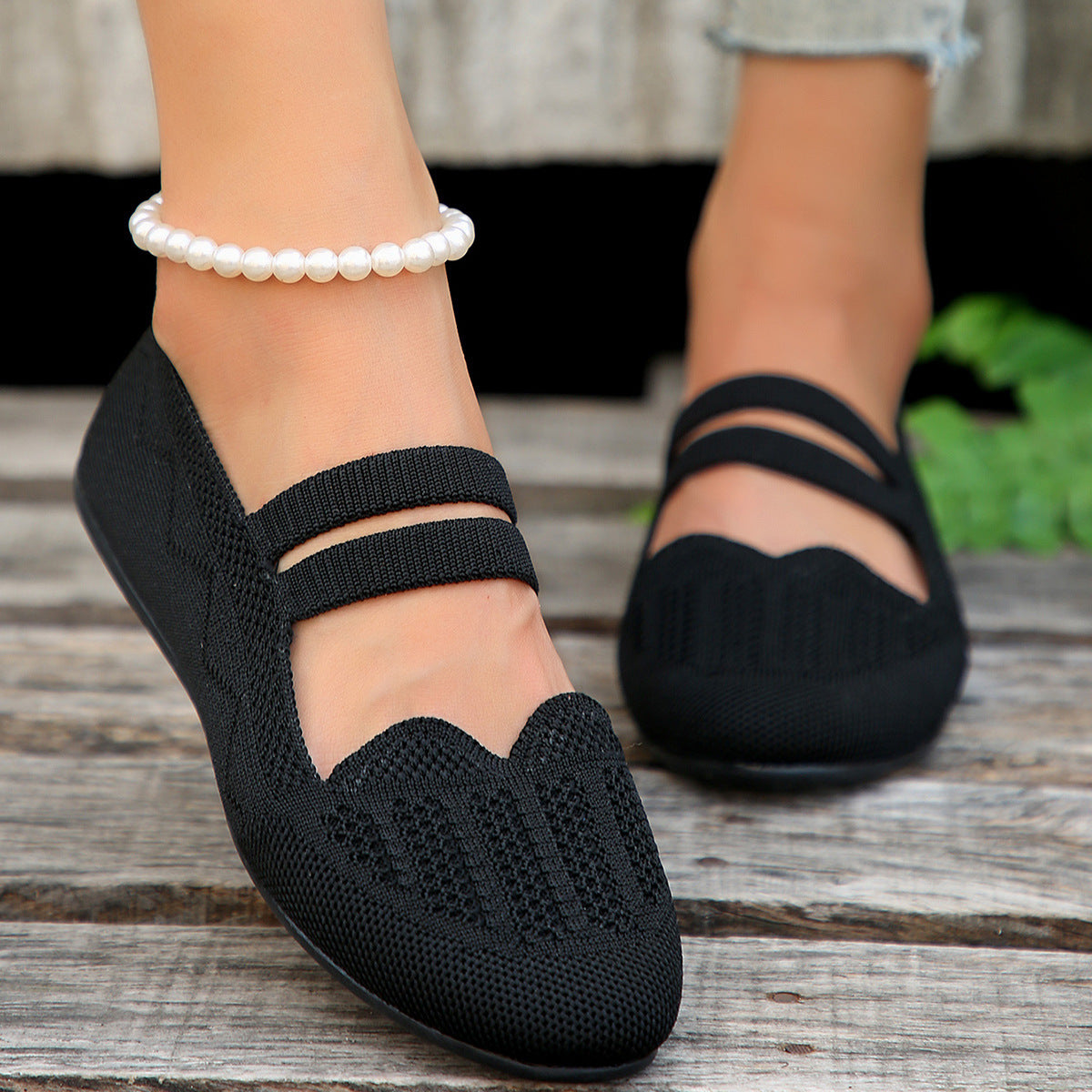 Chaussures Plates Maille Tricot - Slip-On Respirantes Confort