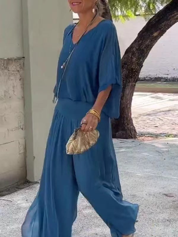 Ensemble Mousseline Bohème Chic - Top & Pantalon Palazzo