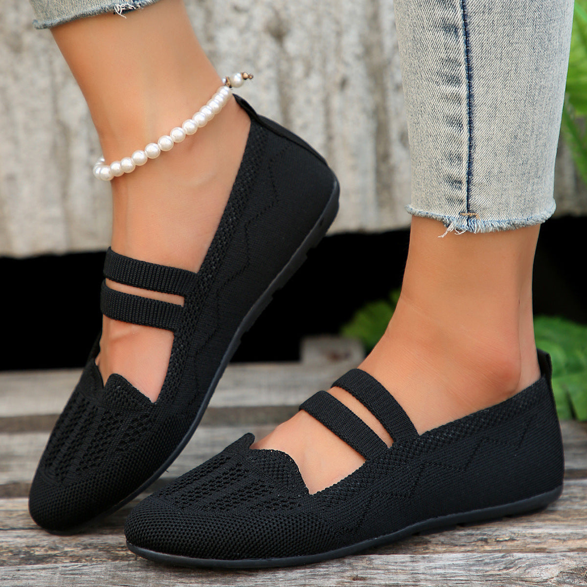 Chaussures Plates Maille Tricot - Slip-On Respirantes Confort