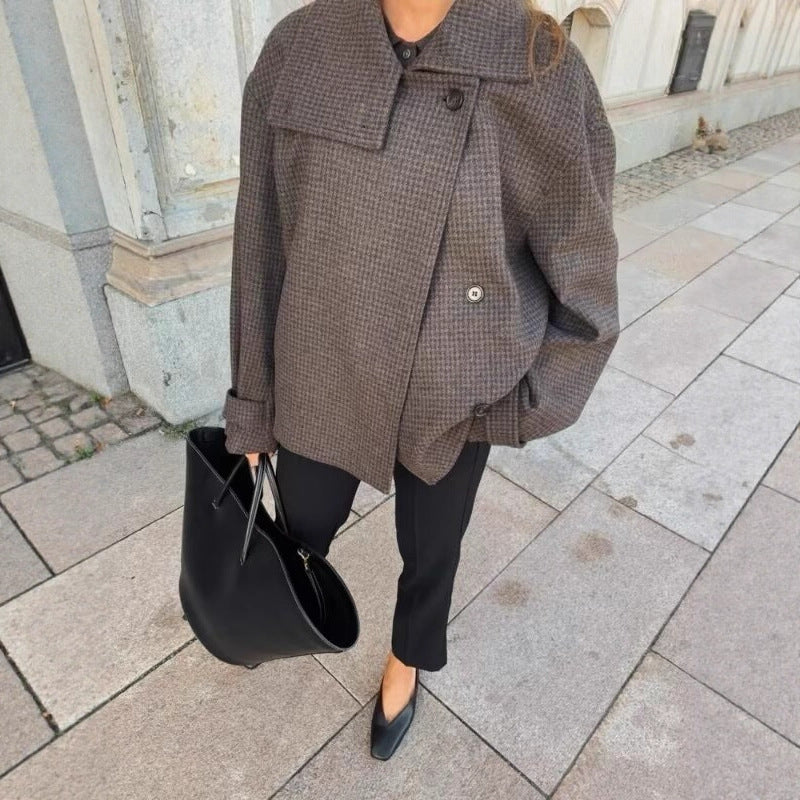 Manteau en laine pour femme, style britannique