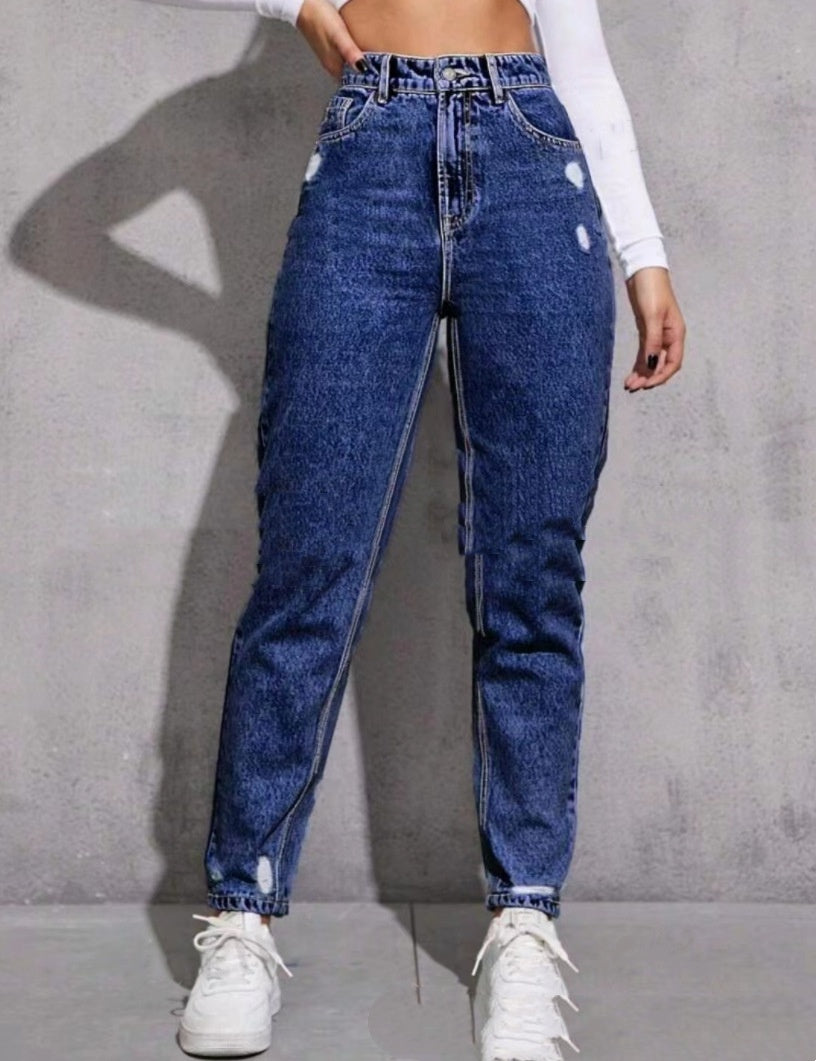 Jean décontracté déchiré pour femme