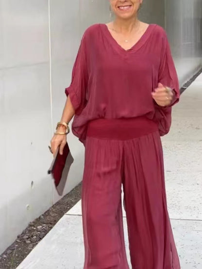 Ensemble Mousseline Bohème Chic - Top & Pantalon Palazzo