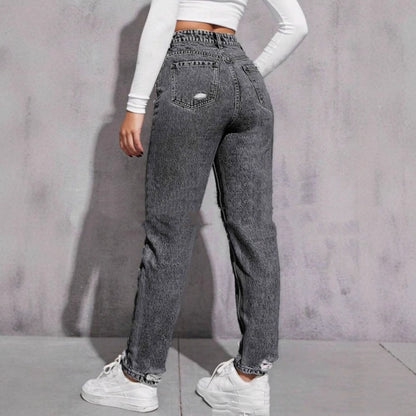 Jean décontracté déchiré pour femme