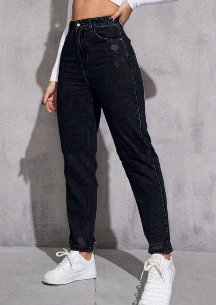 Jean décontracté déchiré pour femme